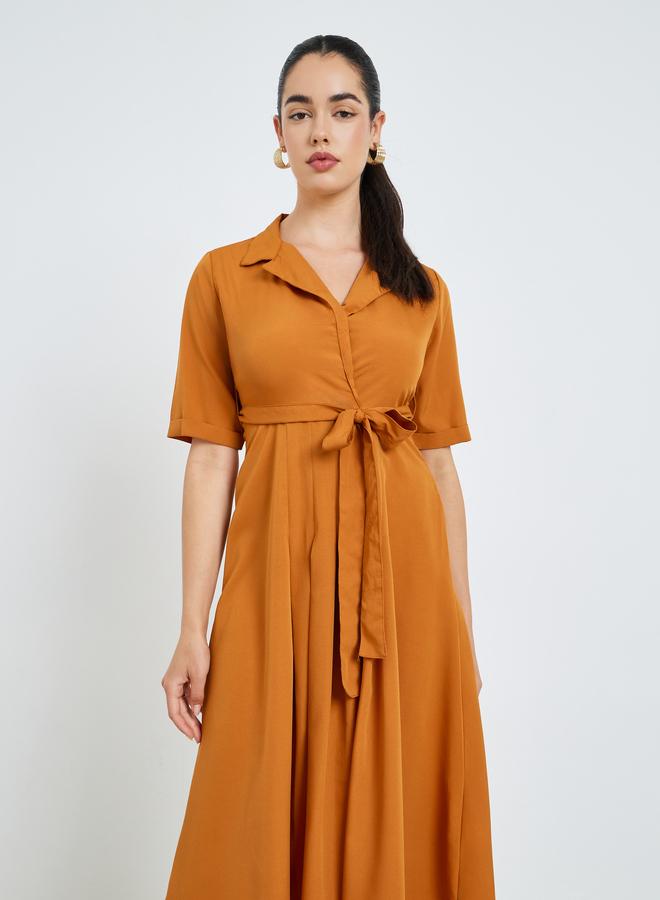 Styli Women Orange Solid Midi Blazer Dress - Image 2